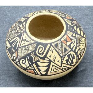 Hopi-Tewa Polychrome Pottery Seed Pot Signed by Ta'wy" Native American Art